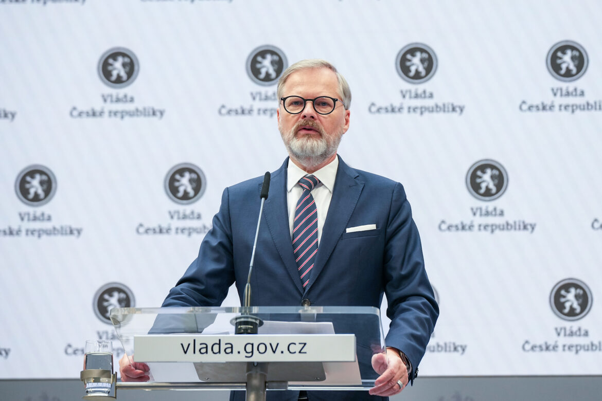 Premiér Petr Fiala na brífinku ke schválení státního rozpočtu, FOTO: vlada.cz