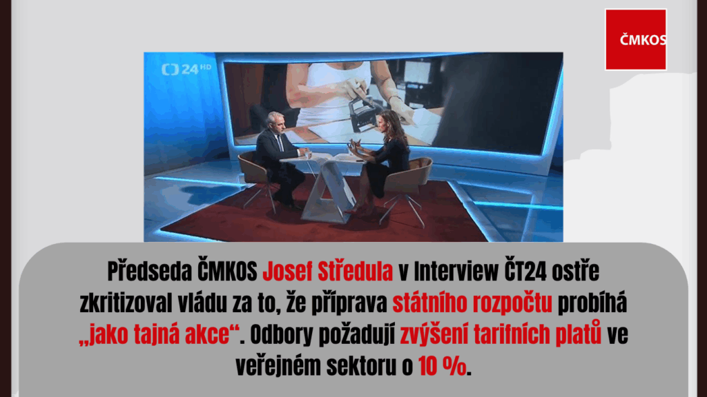 Josef Středula v pořadu "Co na to vaše paněženka", zdroj: ČMKOS