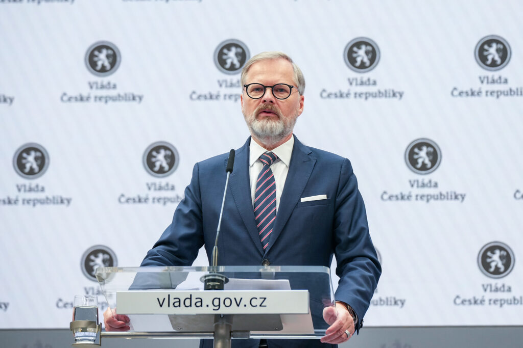 Premiér Petr Fiala na brífinku ke schválení státního rozpočtu, FOTO: vlada.cz