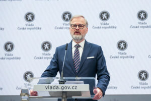 Premiér Petr Fiala na brífinku ke schválení státního rozpočtu, FOTO: vlada.cz