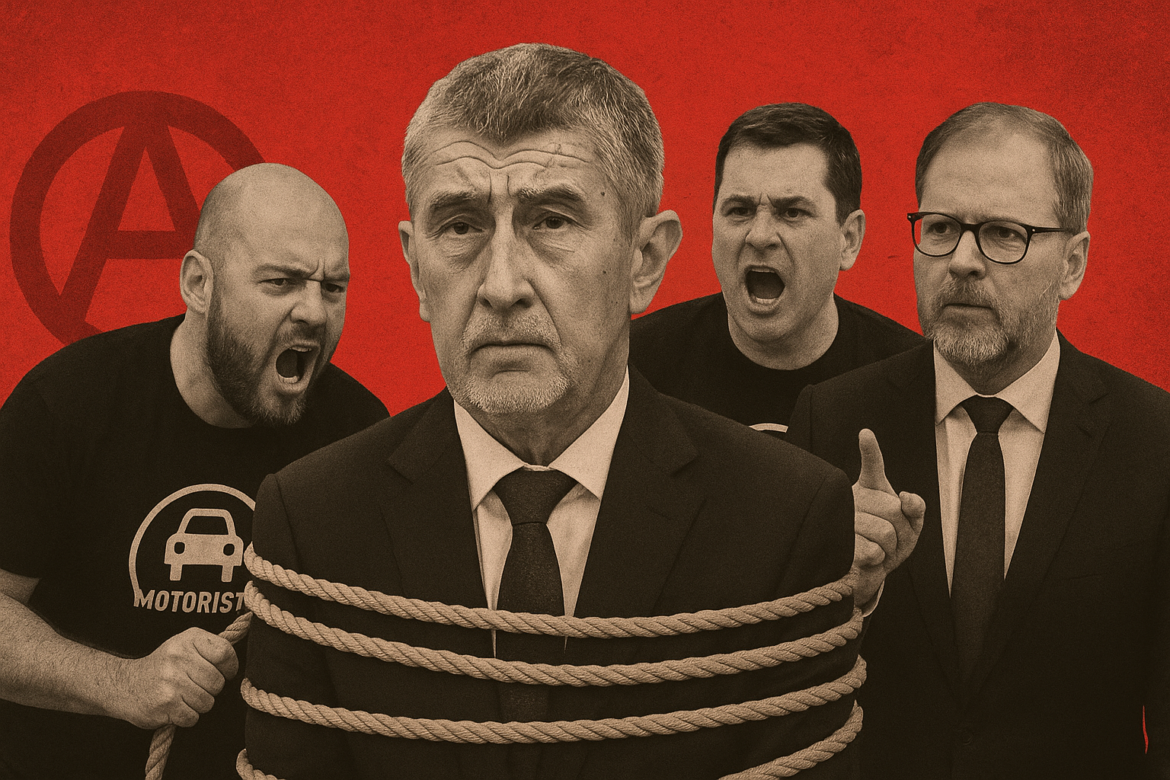 Andrej Babiš v pasti, symbolická koláž, autor: Šárka Konečná, inregion.cz