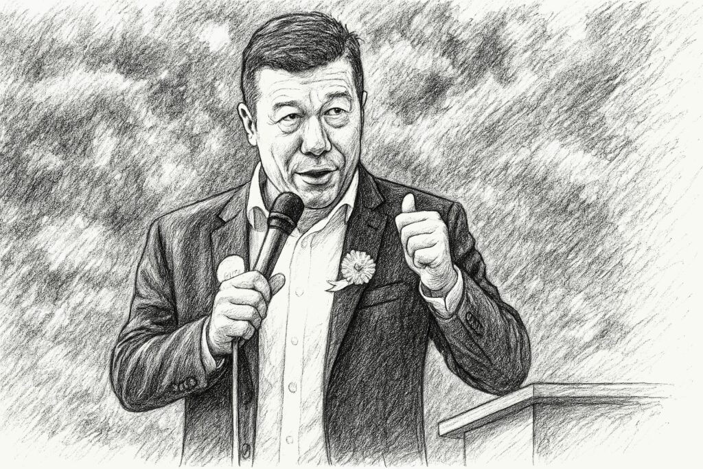 Tomio Okamura, satirická kresba, ilustrace: Šárka Konečná, inregion.cz