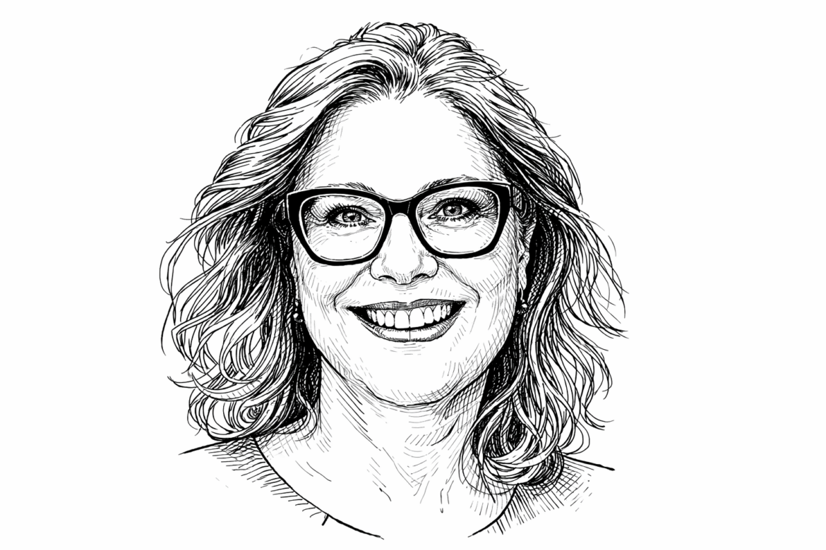 Předsedkyně Trikolory Zuzana Majerová, satirická perokresba, Šárka Konečná za pomoci SW Ai, Id, Ps a ADOBE Creative