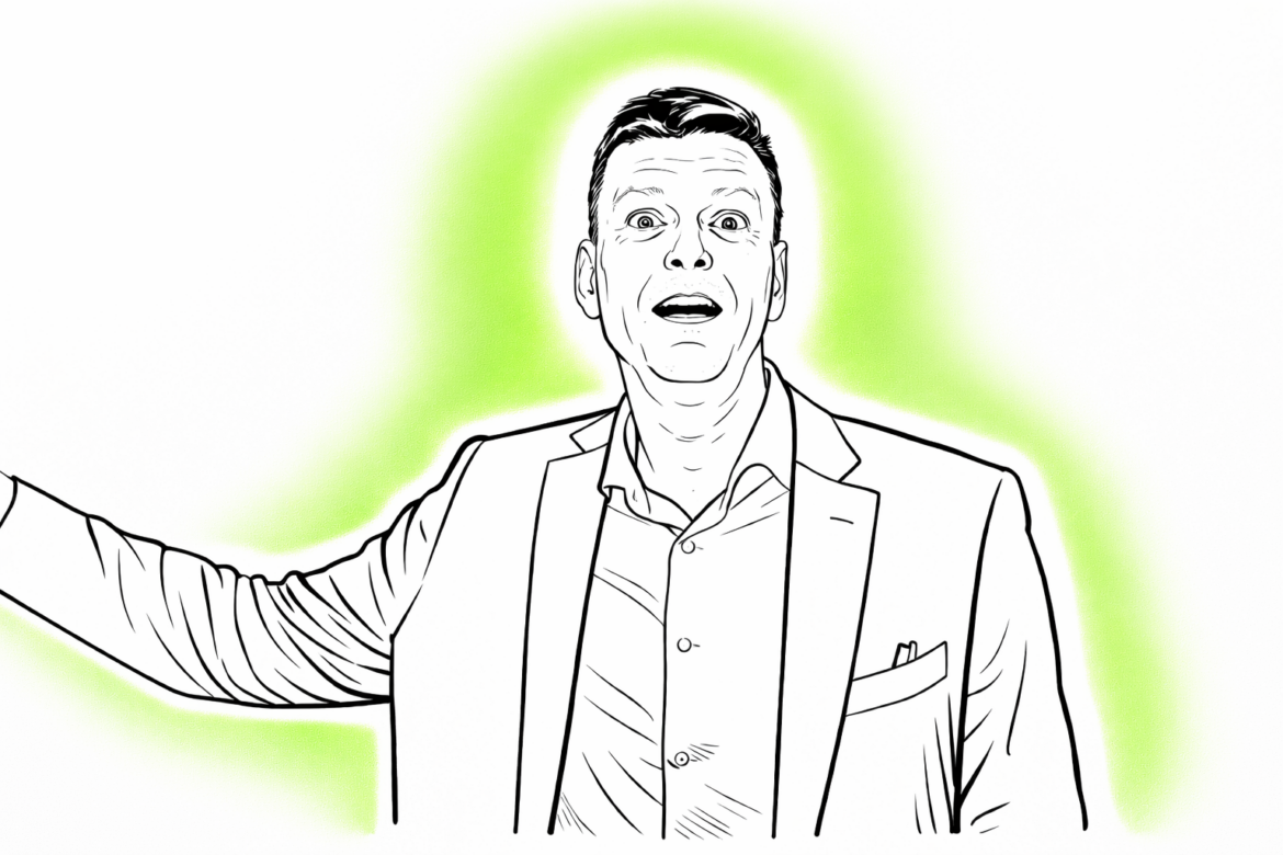 Poslanec hnutí ANO Marek Novák, satirická perokresba, Šárka Konečná za pomoci SW Ai, Id, Ps a ADOBE Creative