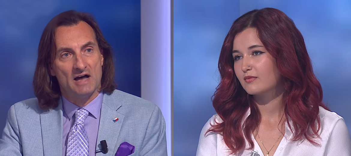 Denis Doksanský v debatě s Katerinou Demetrashvili dne 25. černa 2026, ZDROJ: Česká televize/se souhlasem