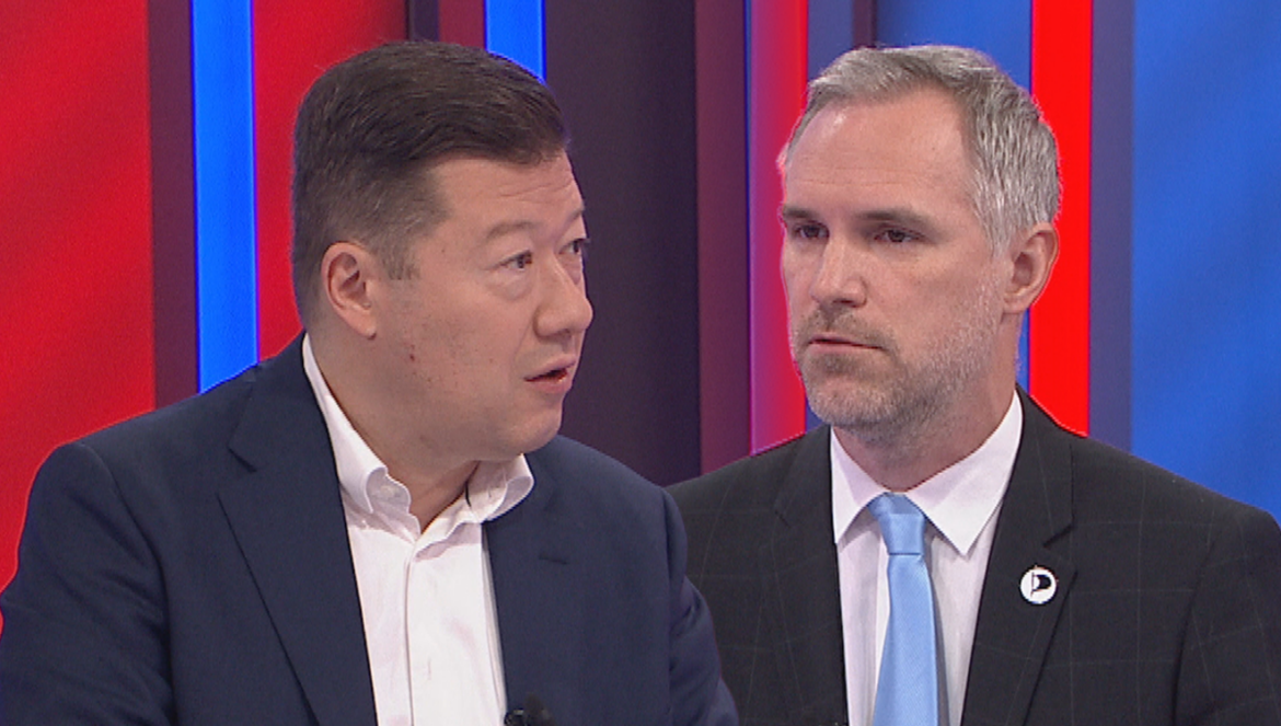 Tomio Okamura v debatě se Zdeňkem Hřibem, ZDROJ: Prima CNN/ se souhlasem