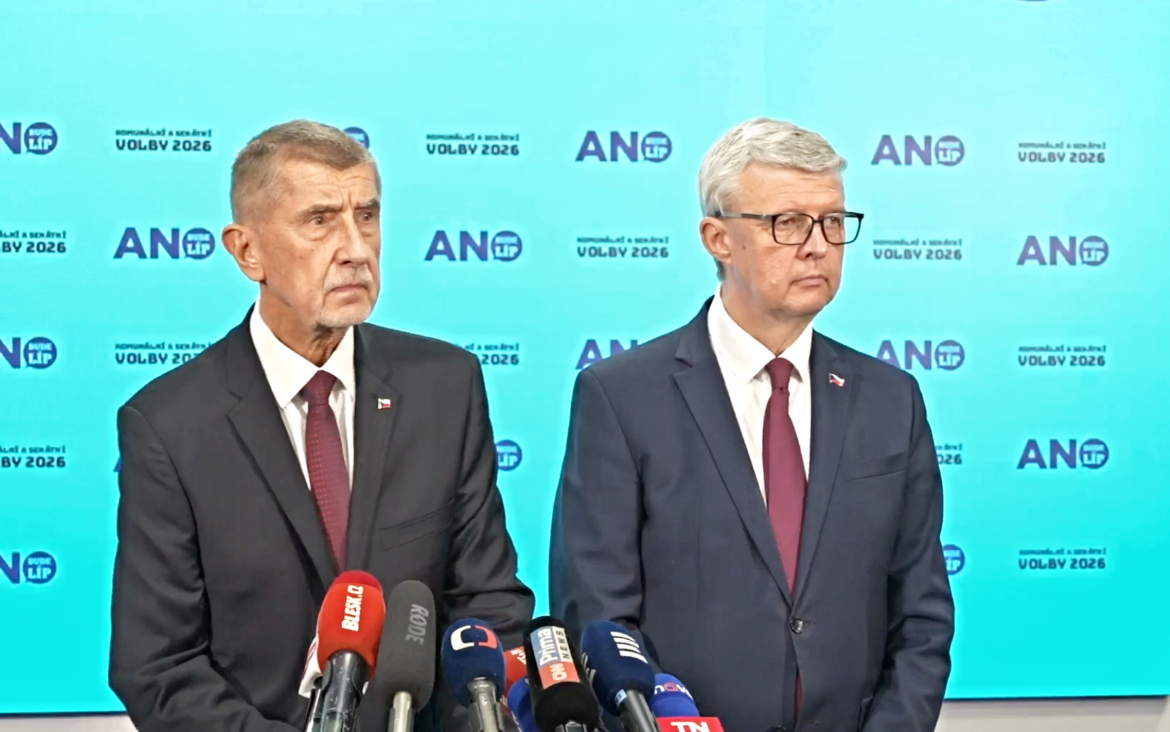 Andrej Babiš s Karlem Havlíčkem na brífinku po komunálních volbách 2026, FOTO: Zdenka Konečná, inregion.cz